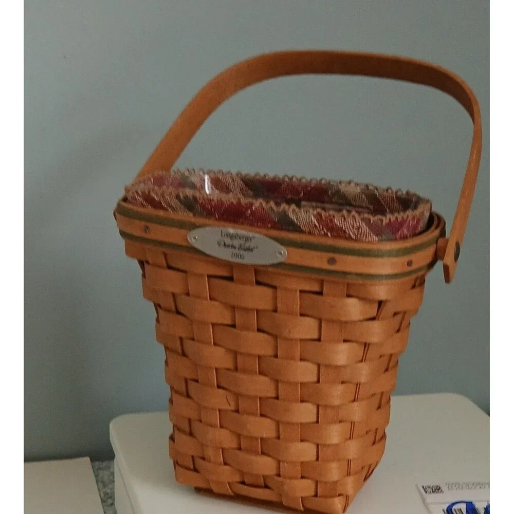 Longaberger 2006 Dresden Basket w Protector & Liner Signed Bottom